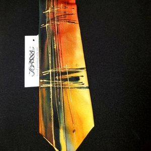 Joanna Lot Gold Mens/Boys Hand Painted 100% Silk 57" Tie